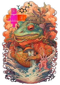 5MEO DMT bufo psychedelic design depicting a sonoran toad with a shroom