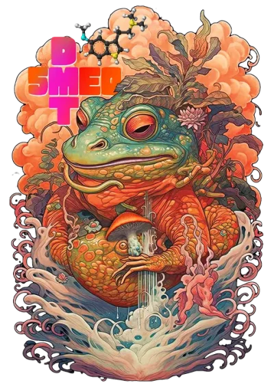 5MEO DMT bufo psychedelic design depicting a sonoran toad with a shroom