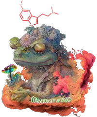 Consciously altered, psychedelic design of Colorado River toad