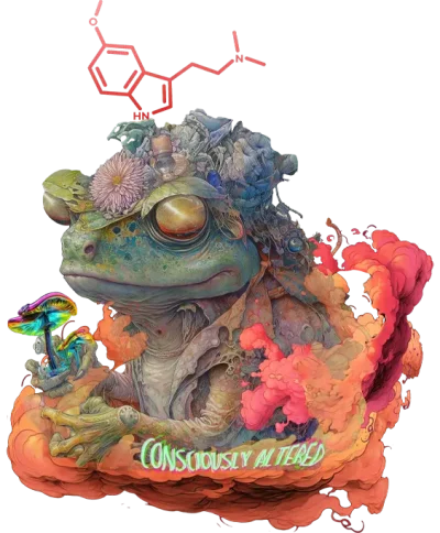 Consciously altered, psychedelic design of Colorado River toad