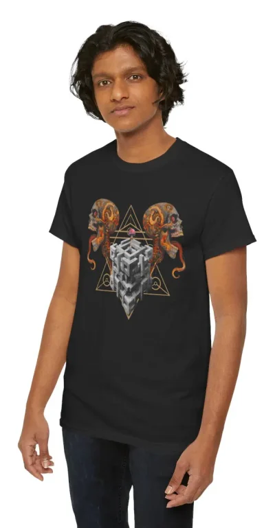 A vibrant t-shirt featuring a psychedelic design inspired by mind expansion and altered states.