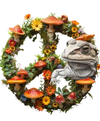 Bufo and Mushroom Peace Sign — Psychedelic T-Shirt by PsychonautDream