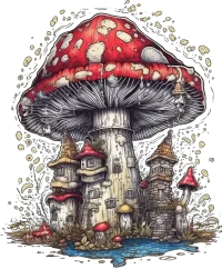 Classic papa smurf house shroom — Psychedelic T-Shirt by PsychonautDream