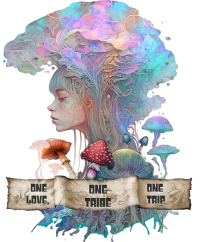 One love, one tribe, one trip — Psychedelic T-Shirt by PsychonautDream