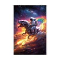 Psychonaut Riding T-Rex — Psychedelic Poster by PsychonautDream