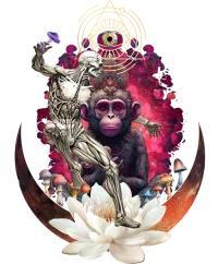 lotus flower and enlightened monkey