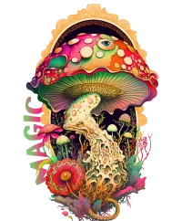 magic mushroom with psychedelic colors