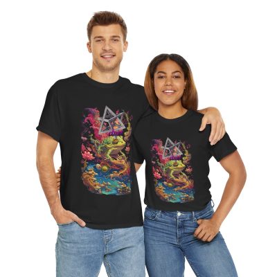 Vibrant DMT Enlightenment T-Shirt with intricate psychedelic design.