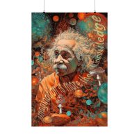 Vibrant Psychedelic Einstein Poster with intricate designs.