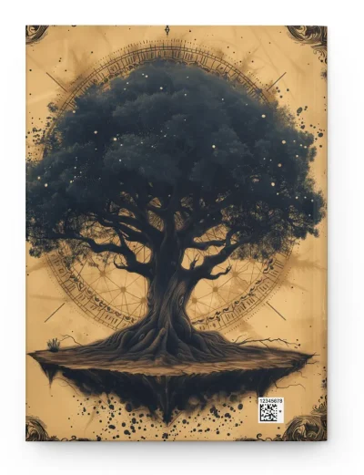 A hardcover journal featuring a colorful, Celtic Tree of Life design.