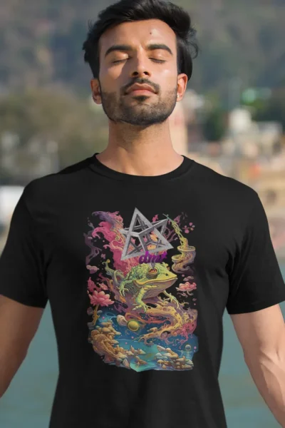 Vibrant DMT Enlightenment T-Shirt with intricate psychedelic design.