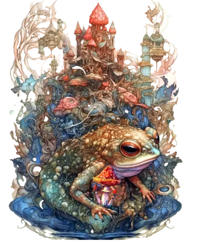 bufo in whisical mushroom fueled fantasy mindscape