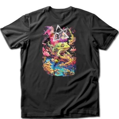 Vibrant DMT Enlightenment T-Shirt with intricate psychedelic design.