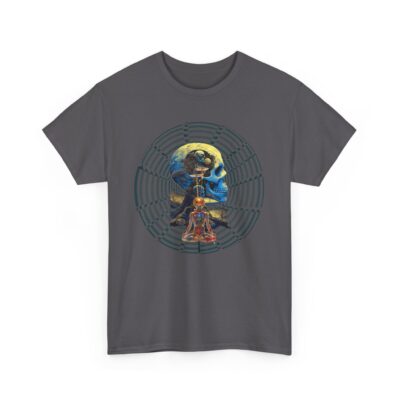 Custom-designed t-shirt featuring psychedelic fractals, sacred geometry, and radiant enlightenment patterns representing ego death.