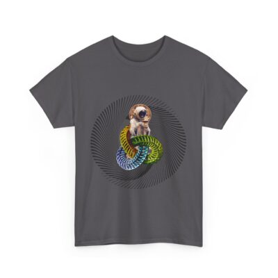 Custom-designed t-shirt featuring a psychonaut figure sprouting from sacred geometry with psychedelic fractals and radiant colors.