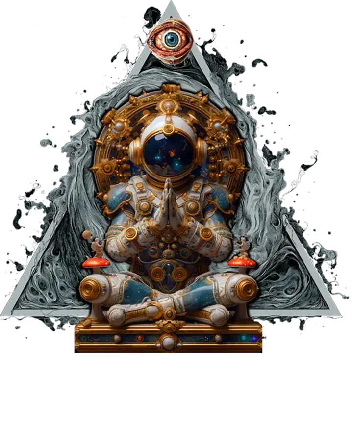 Astronaut, Wheel of Time & All-Seeing Eye — Psychedelic T-Shirt by PsychonautDream