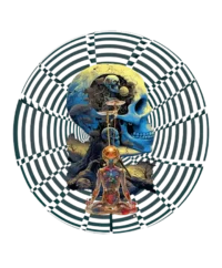Custom-designed t-shirt featuring psychedelic fractals, sacred geometry, and radiant enlightenment patterns representing ego death.