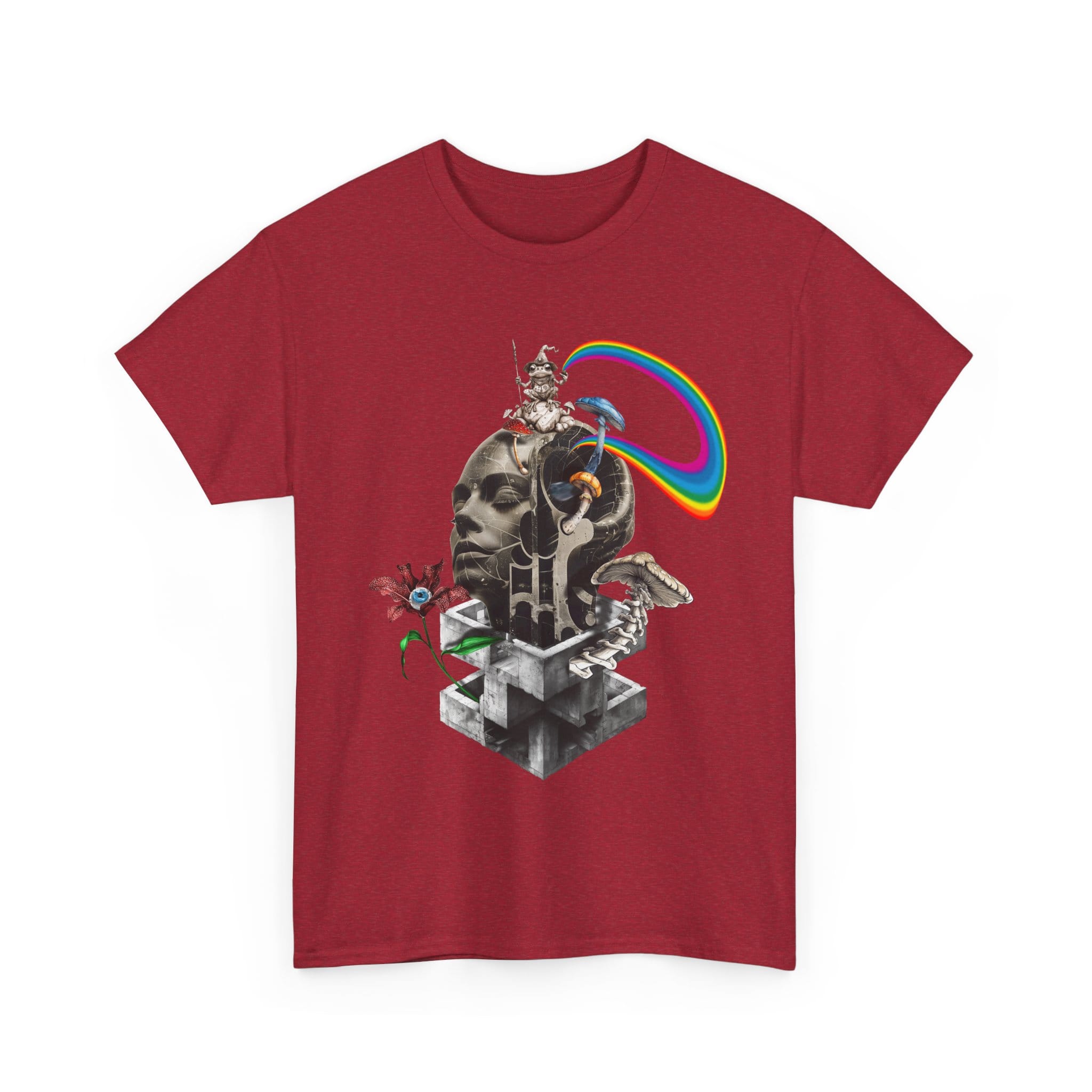 Custom-designed t-shirt featuring a mind unraveling into psychedelic fractals and sacred geometry, symbolizing consciousness exploration through psychedelics.