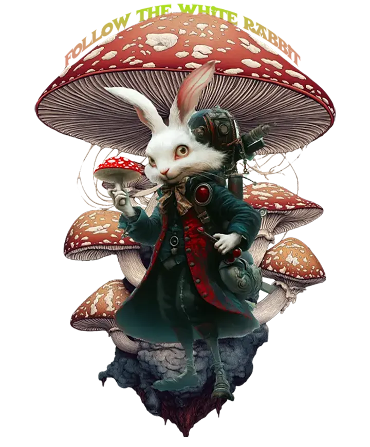 Follow the White Rabbit — Psychedelic T-Shirt by PsychonautDream