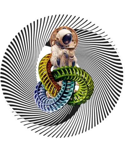 Custom-designed t-shirt featuring a psychonaut figure sprouting from sacred geometry with psychedelic fractals and radiant colors.
