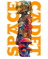 Custom-designed t-shirt featuring a psychonaut astronaut surrounded by psychedelic fractals, sacred geometry, and cosmic patterns.