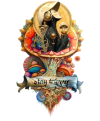 Custom-designed t-shirt featuring a psychonaut figure sprouting from a psychedelic mushroom surrounded by sacred geometry and fractal patterns.