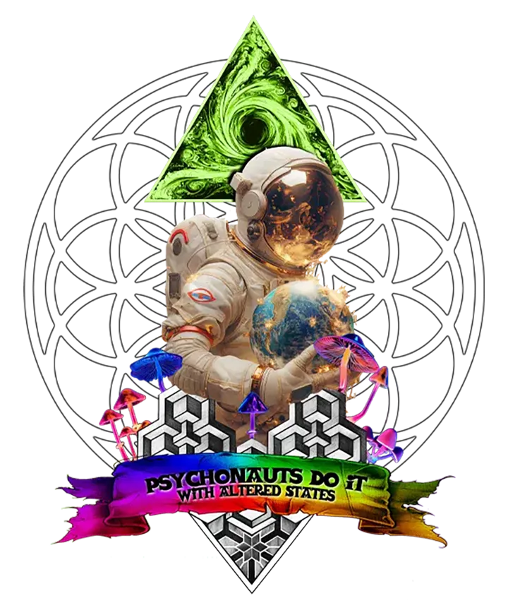 Psychonaut Over Flower of Life — Psychedelic T-Shirt by PsychonautDream